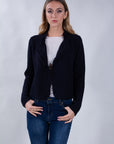 CARDIGAN CORTO FRANGE MISTO LANA