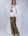 PANTALONE ECOPELLE METALLIZZATO