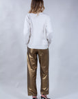 PANTALONE ECOPELLE METALLIZZATO