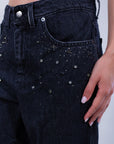 BLACK BAGGY JEANS WITH BEZELS