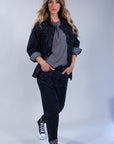 BLACK JEANS JACKET WITH CASTONI