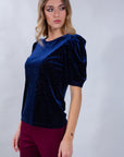 GLITTER RUFFLED SLEEVE SWEATER***