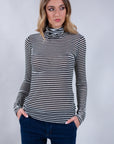 CASHMERE BLEND STRIPED TURTLENECK