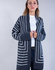 CARDIGAN GEOMETTRICO BICOLOR**