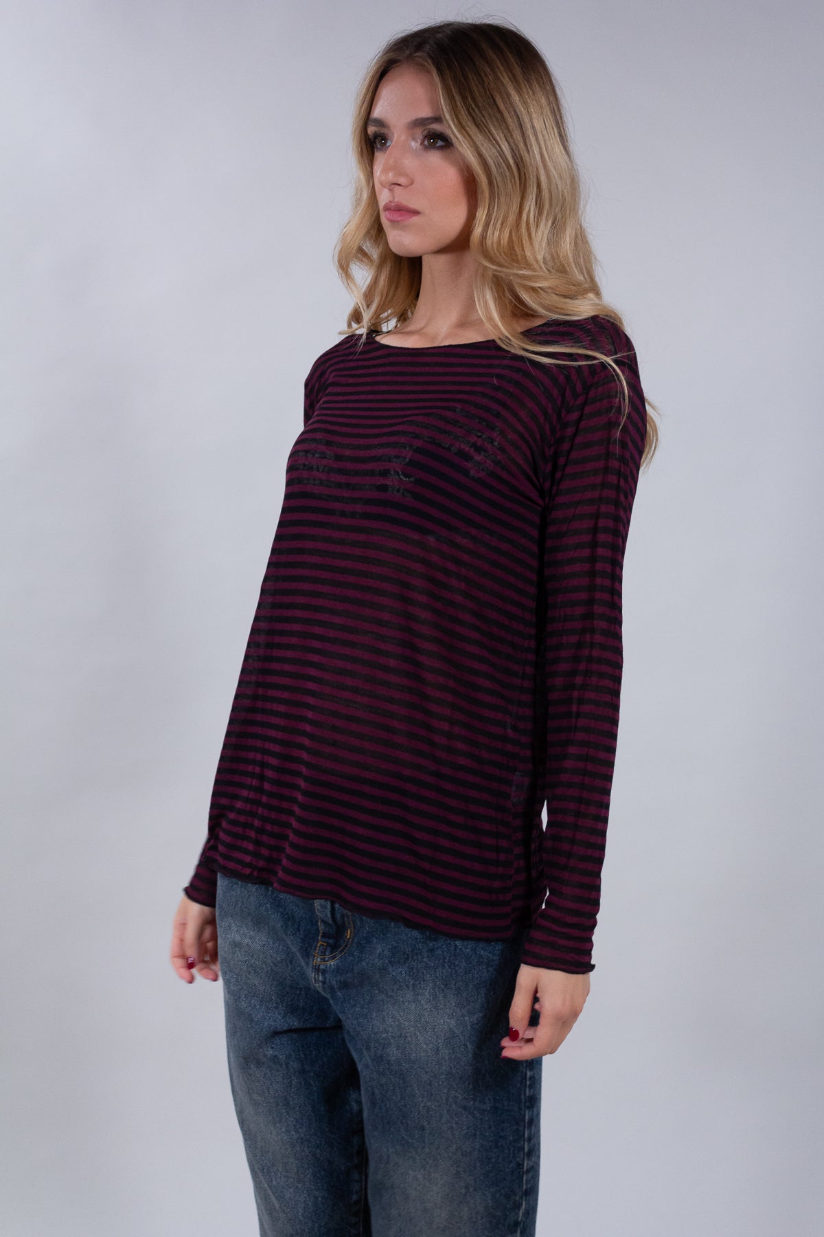 MAGLIA RIGATA INTERMEDIA MISTO CASHMERE