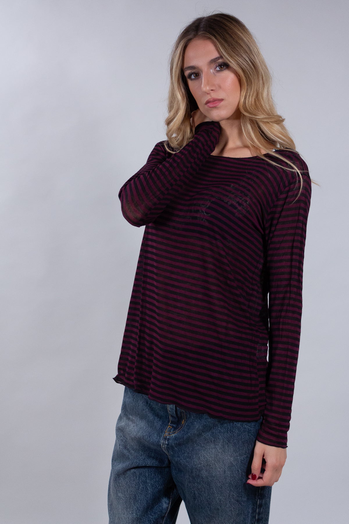 MAGLIA RIGATA INTERMEDIA MISTO CASHMERE